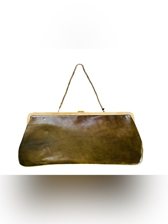 Pappagallo Handbags - Pappagallo Vintage 70s Brown Leather Clutch with Gold Chain